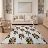 Maroon Mustard Floral Bloom Area Rug
