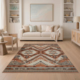 Southwestern Geometric Area Rug in Rust and Tan