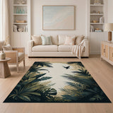 ODIKA Tropical Jungle Palm Leaf Washable Rug - Low Pile Vintage Botanical Area Rug