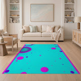 Teal Pink Bubble Abstract Area Rug
