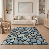 ODIKA Natural River Stone Pattern Washable Low Pile Area Rug