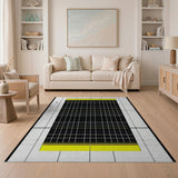 Bold Yellow Border Black Grid Area Rug