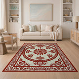 Red Red Floral Traditional Persian Area Rug