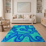 Abstract Area Teal Blue Swirl Abstract Area Rug