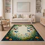 Butterfly Meadow Floral Frame Rug