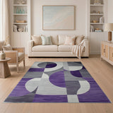 Geometric Modern Purple Grey Geometric Abstract Area Rug