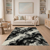 Abstract Black Ink Splash Area Rug