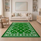 Washable Green Shamrock Area Rug - Low Pile, Non-Slip, Pet Friendly
