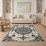 Ornate Black Mandala Persian Traditional Persian Area Rug