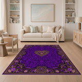 Purple Floral Heart Area Rug