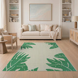 Green Monstera Leaves Corner Area Rug