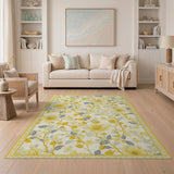 Yellow Yellow Floral Vintage Area Rug