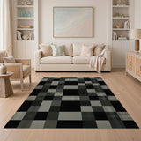 Distressed Vintage Checkered Distressed Black White Checkered Area Rug