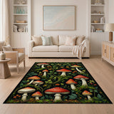 Whimsical Red Mushroom Foliage Area Rug