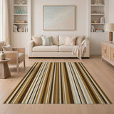 Modern Brown Tan Vertical Stripe Area Rug