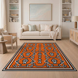 Bold Orange Heritage Tribal Geometric Rug
