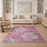 Pink Peony Floral Area Rug