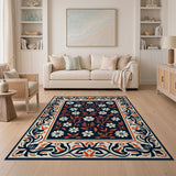 Navy Daisy Floral Persian Area Rug