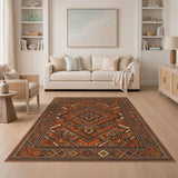 Orange Geometric Medallion Area Rug