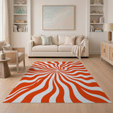 Radiant Red Swirl Abstract Area Rug