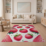 Fruit Pattern Red Vibrant Strawberry Fruit Pattern Area Rug