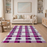 Purple Scottie Dog Plaid Area Rug