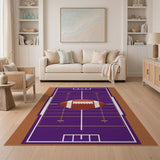 Purple Purple Football Field Area Rug