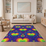 Rainbow Heart Swirl Washable Area Rug