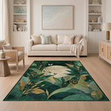Emerald Green Gold Leaf Moon Butterfly Rug