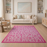 Vibrant Pink Alphabet Symbol Area Rug