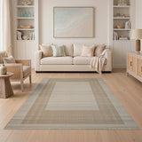 Beige Framed Geometric Area Rug