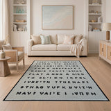 Distressed Typographic Beige Area Rug