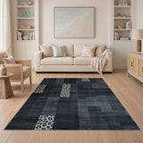 Grey Leopard Patchwork Area Rug