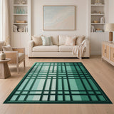 Teal Grid Geometric Area Rug
