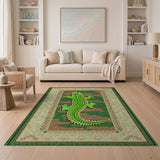 Vibrant Green Gecko Persian Area Rug