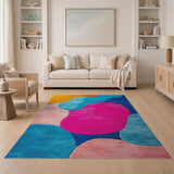 Vibrant Multi-Color Abstract Wave Area Rug