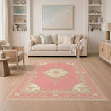Pink Floral Medallion Vintage Pink Area Rug