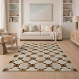 Tan Bowtie Grid Geometric Area Rug