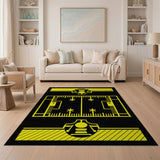 Yellow American Football Field Area Rug