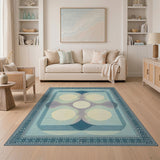 Blue Teal Geometric Overlapping Circles Rug