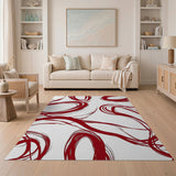 Red Red Abstract Swirl Area Rug