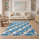 Blue Teal Geometric Tessellation Area Rug