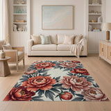 Pink Peony Wreath Vintage Area Rug