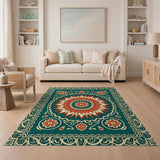 Traditional Persian Multi-color and Patterns Teal Persian Medallion Area Rug