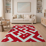 Maze Bold Red Geometric Maze Area Rug