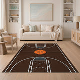 Brown Basketball Court Area Rug