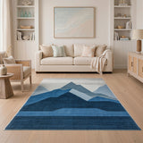 Geometric Modern Layered Blue Mountains Geometric Area Rug