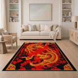 Majestic Golden Dragons Red Area Rug