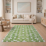 Green Floral Vintage Lush Green Fern Leaf Area Rug