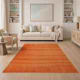 Geometric Modern Orange Vibrant Orange Horizontal Stripe Area Rug